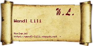 Wendl Lili névjegykártya